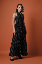 PLEATED MAXI SKIRT - BLACK